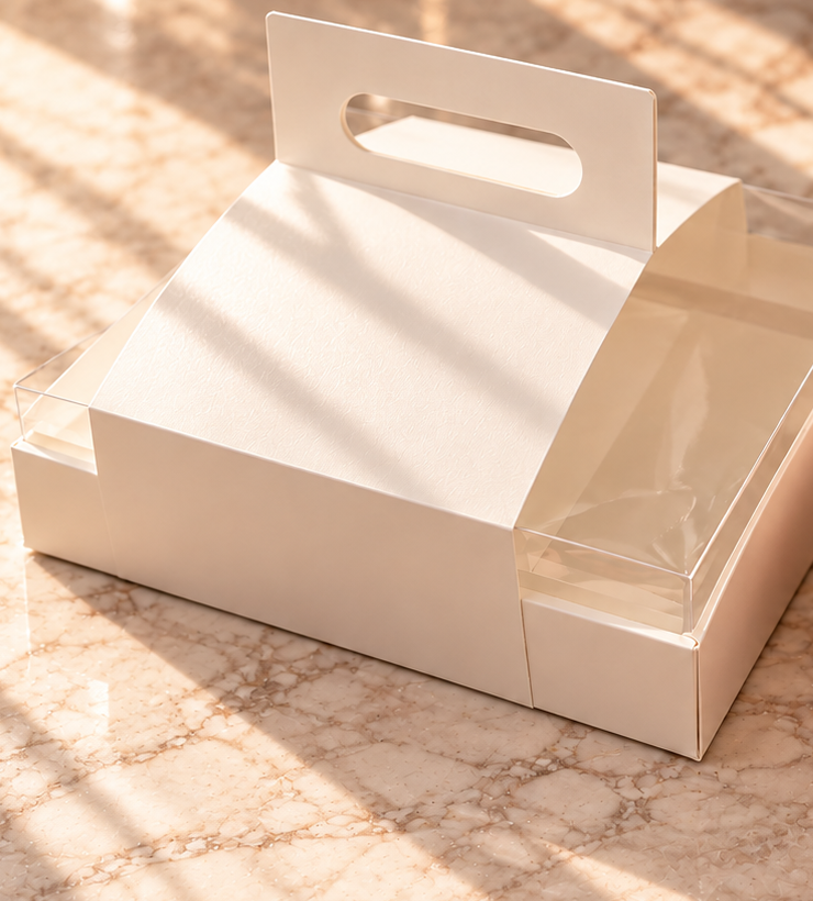 TGCB real white handled window gift box