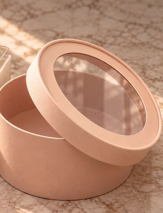 TGCB actual blush circular window gift box
